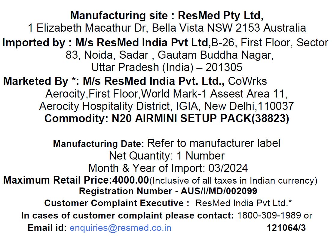 Resmed N20 Mask + AirMini™ Setup Pack
