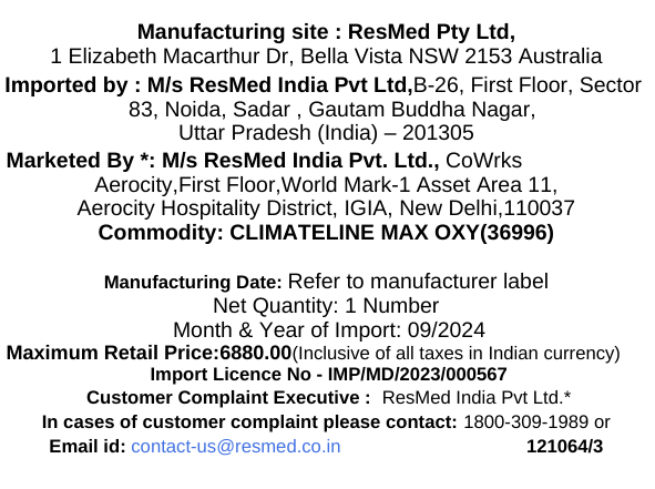 ResMed ClimateLine™ Max Oxy Heated Tubing