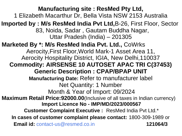 Rental AirSense 10 Autoset Tripack with 1 Mask