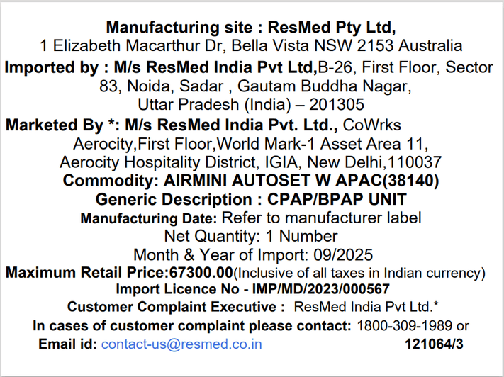 AirMini™  AutoSet CPAP Device