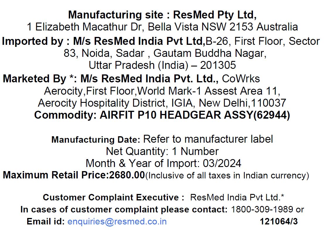 ResMed AirFit™  P10 Headgear
