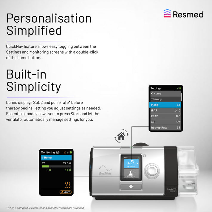 Resmed Lumis™ 150 VPAP ST Non‑Invasive Ventilator – Tripack 4G