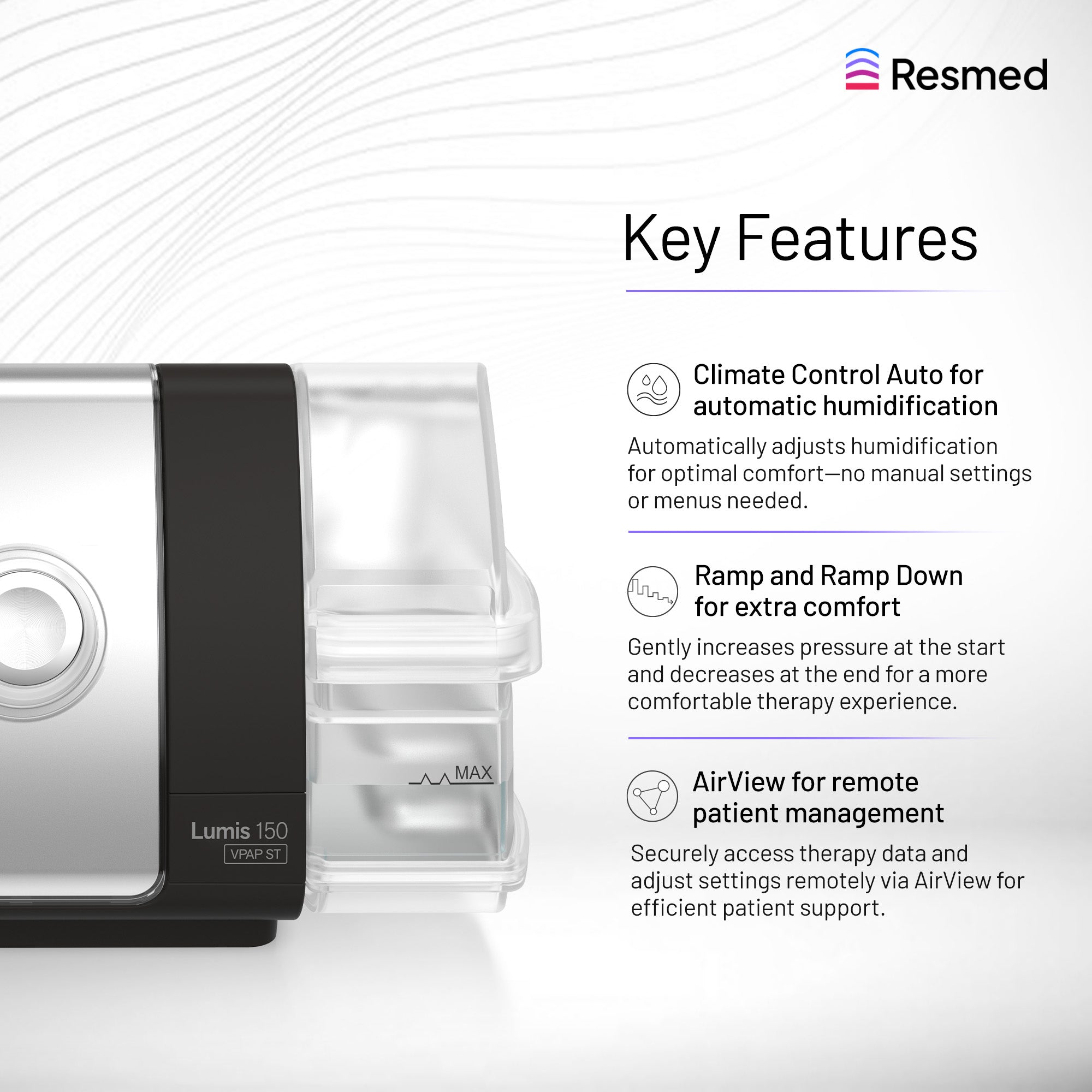 ResMed Lumis™ 150 VPAP ST Non- Invasive Ventilator Tripack 4G